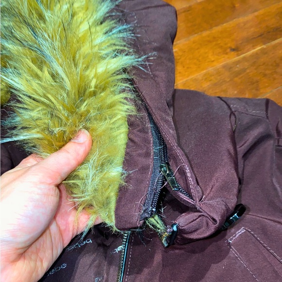 BEBE Winter Coat Large Removable Fur Collar Ski Jacket - Picture 9 of 11